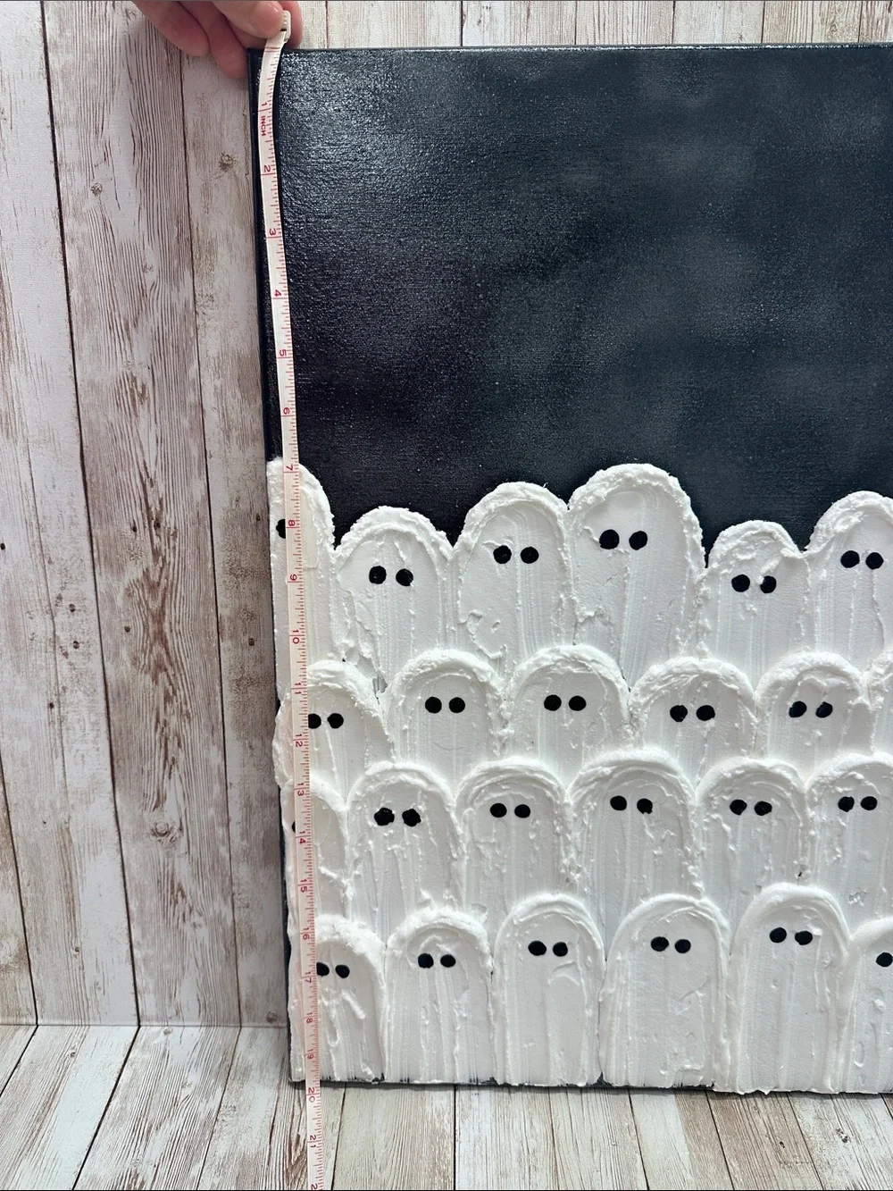 Handmade White Ghost Canvas Wall Art - Home Wall Decor Halloween NEW
